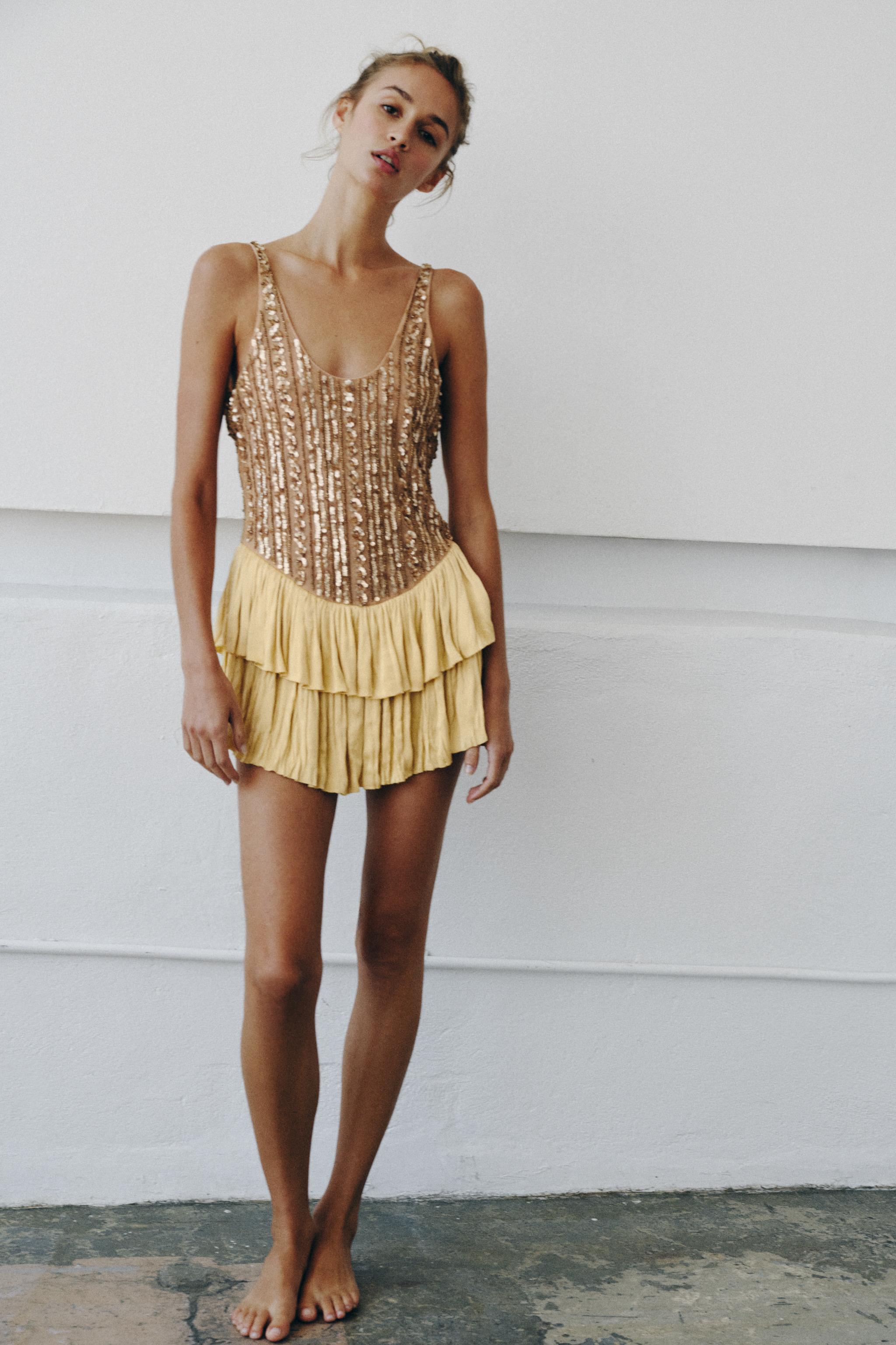 LIMITED EDITION COMBINED BEADED RUFFLE BODYSUIT
